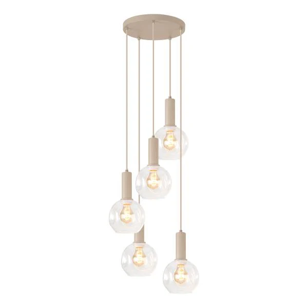Pendelleuchte Bilman Rund - Gusseisen / Klarglas - Beige - Flammenanzahl: 5 - Image 3