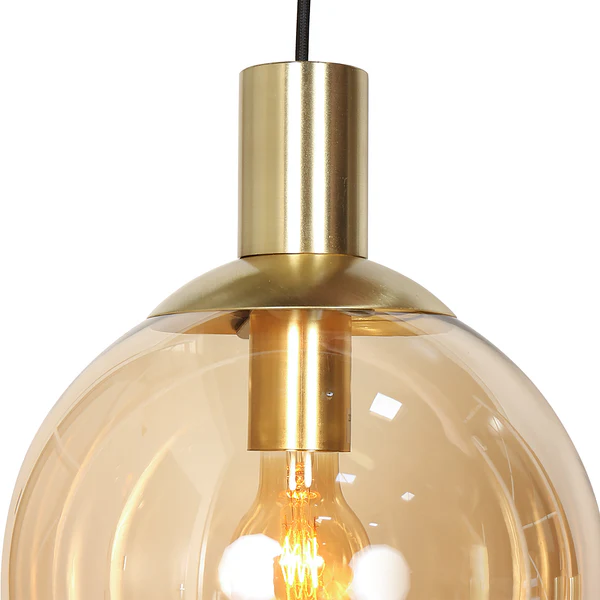 Pendelleuchte Bollique 5-flammig Rund - Aluminium / Rauchglas - Messing - Image 9