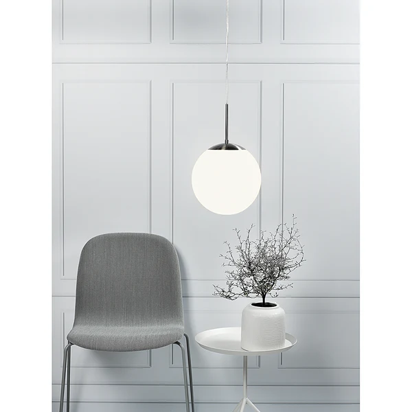 Pendelleuchte Cafe - Metall/Glas - Silber/OpalWeiß - Durchmesser Lampenschirm: 25 cm - Image 2