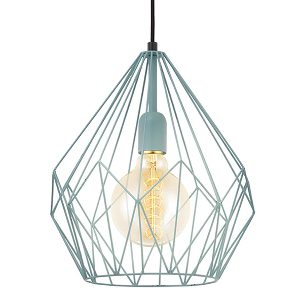 Pendelleuchte Carlton II - Stahl - 1-flammig - Babyblau