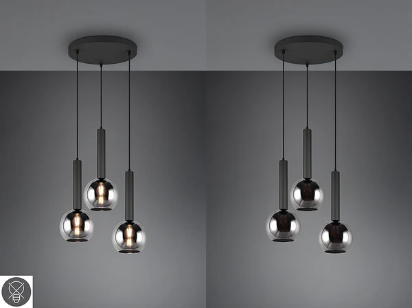 Pendelleuchte Clayton - Rauchglas / Eisen - Flammenanzahl: 3 - Image 10