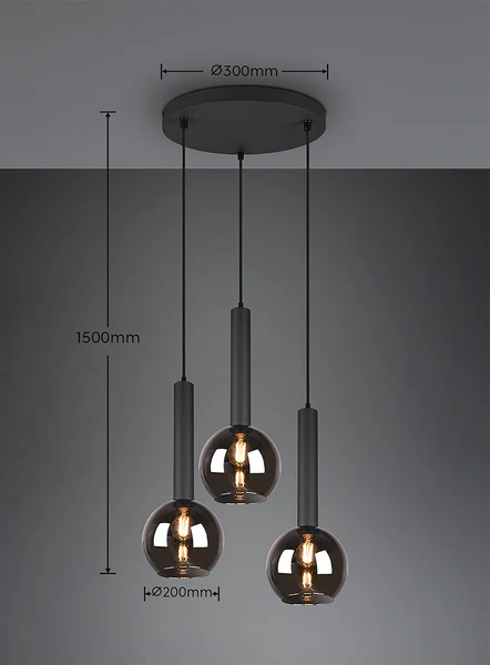Pendelleuchte Clayton - Rauchglas / Eisen - Flammenanzahl: 3 - Image 11