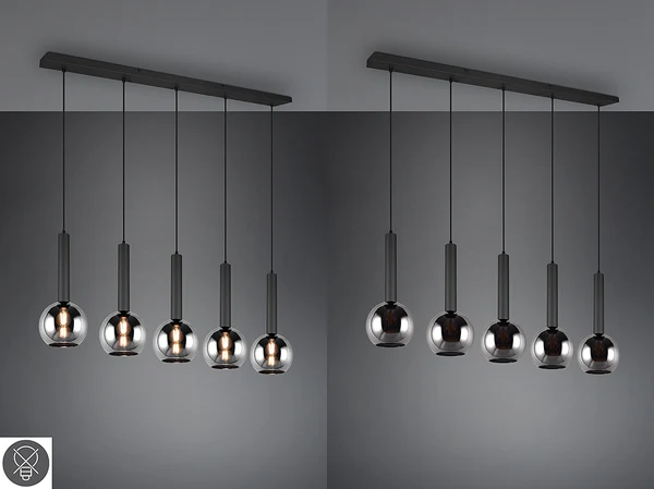 Pendelleuchte Clayton - Rauchglas / Eisen - Flammenanzahl: 5 - Image 13