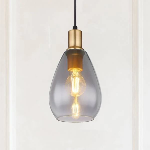 Pendelleuchte Fanni Typ B - Rauchglas / Eisen - 1-flammig