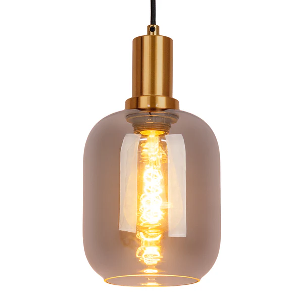Pendelleuchte Fumo 1-flammig - Eisen - Schwarz / Gold - Durchmesser: 21 cm - Image 4