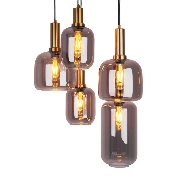 Pendelleuchte Fumo 5-flammig - Eisen - Schwarz / Gold - Image 3