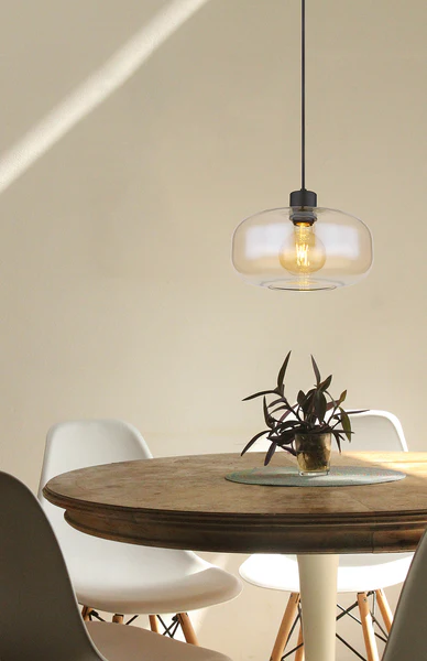 Pendelleuchte Giuseppe - Farbglas / Eisen - 1-flammig - Beige - Image 2