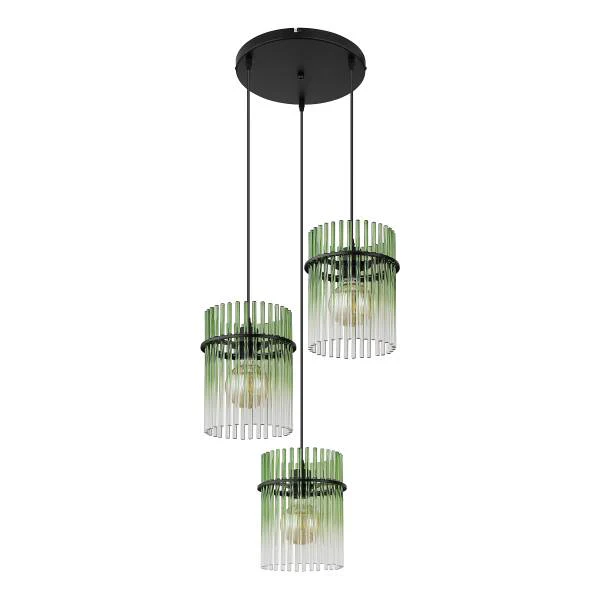 Pendelleuchte Gorley Typ B - Farbglas / Eisen - 3-flammig - Grün - Image 4