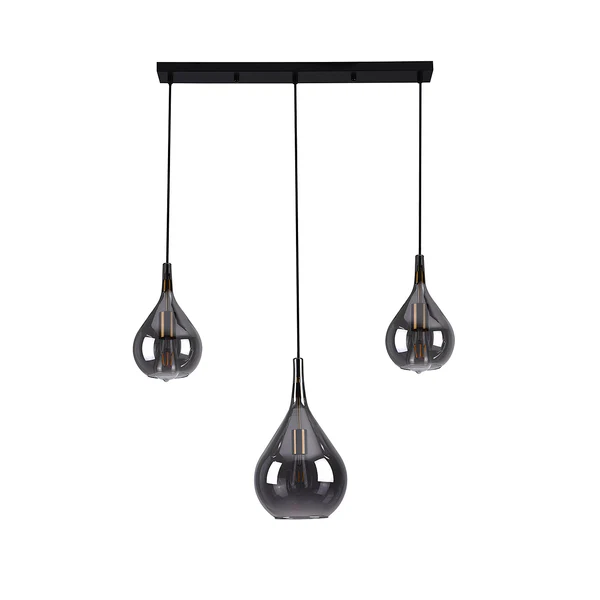 Pendelleuchte Gota Typ B - Rauchglas / Eisen - 3-flammig - Image 3