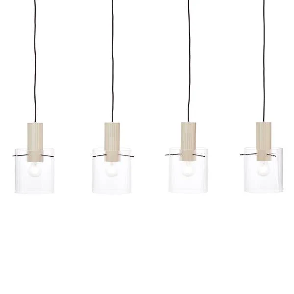 Pendelleuchte Göteburg - Aluminium / Klarglas - Beige - Flammenanzahl: 4