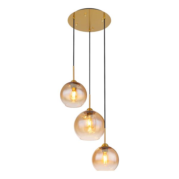Pendelleuchte Jamessa - Farbglas / Eisen - 3-flammig - Flammenanzahl: 3