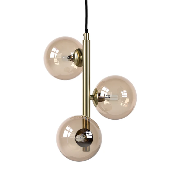 Pendelleuchte KJUL 3-flammig - Metall Gold glänzend / Glas Bernsteinfarben - Image 5