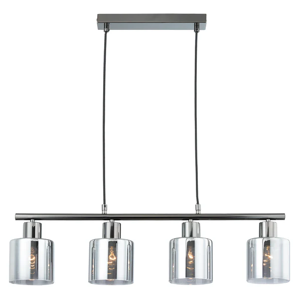 Pendelleuchte KOLIND 4-flammig - Metall Grau glänzend / Rauchglas - Image 2