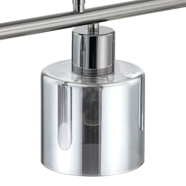 Pendelleuchte KOLIND 4-flammig - Metall Grau glänzend / Rauchglas - Image 4