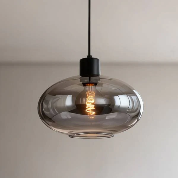 Pendelleuchte Laport Rund - Gusseisen / Rauchglas - Schwarz - Flammenanzahl: 1