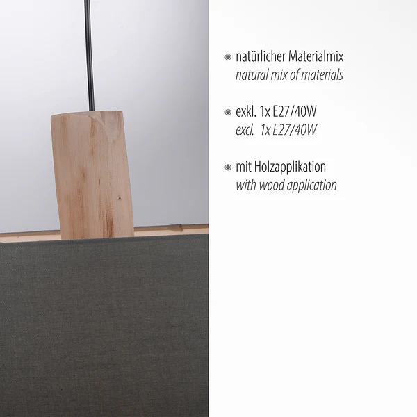 Pendelleuchte Linen - Leinen / Eisen - 2-flammig - Grau - Image 7