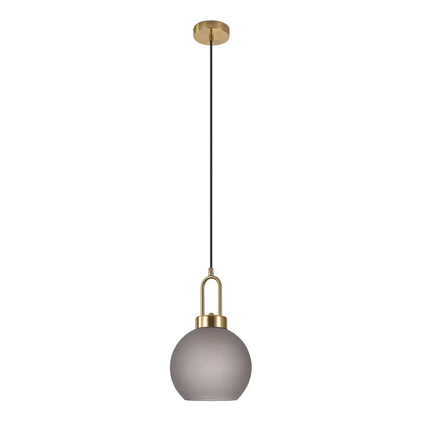 Pendelleuchte Lotun I - Glas / Messing - 1-flammig - Grau - Image 3