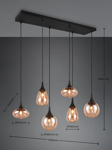 Pendelleuchte Lumina - Glas / Eisen - Flammenanzahl: 6 - Image 10