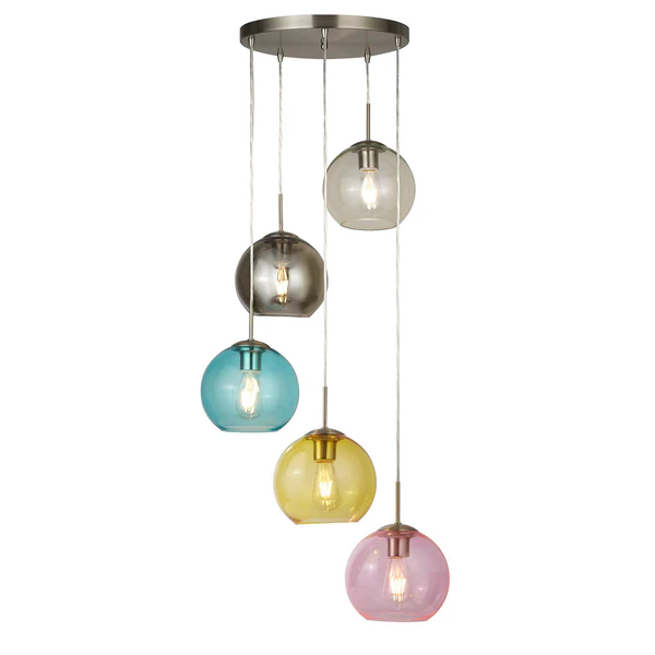 Pendelleuchte Mardi Gras - Glas / Stahl - 5-flammig - Image 3