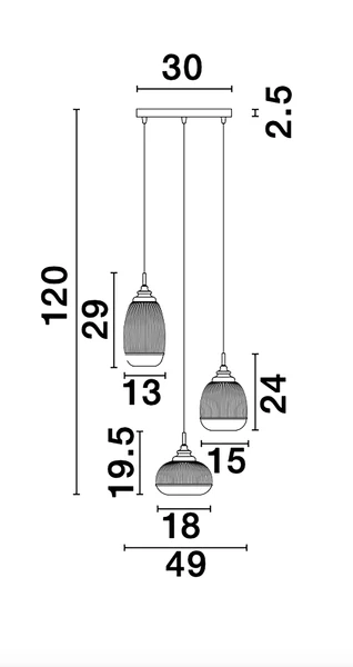 Pendelleuchte Mond Typ D - Klarglas / Aluminium - Durchmesser: 49 cm - Flammenanzahl: 3 - Image 7