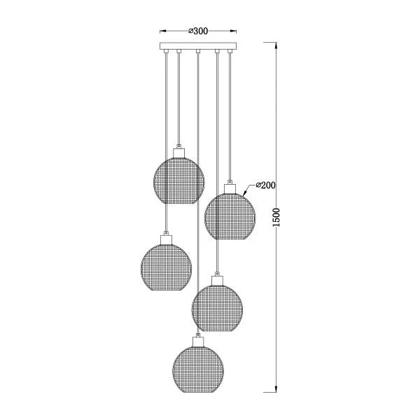 Pendelleuchte NADE 5-flammig - Glas / Eisen - Image 10