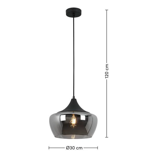 Pendelleuchte Oli - Eisen / Rauchglas - Schwarz - Flammenanzahl: 1 - Image 13
