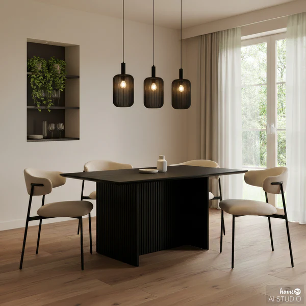 Pendelleuchte ONI - Nylon / Eisen - 3-flammig - Schwarz - Image 2