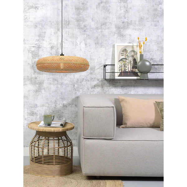 Pendelleuchte Palawan - Bambus massiv / Eisen - 1-flammig - Beige - Durchmesser: 60 cm - Image 4
