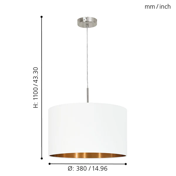 Pendelleuchte Pasteri I - Webstoff / Stahl - 1-flammig - Weiß - Durchmesser: 38 cm - Image 4