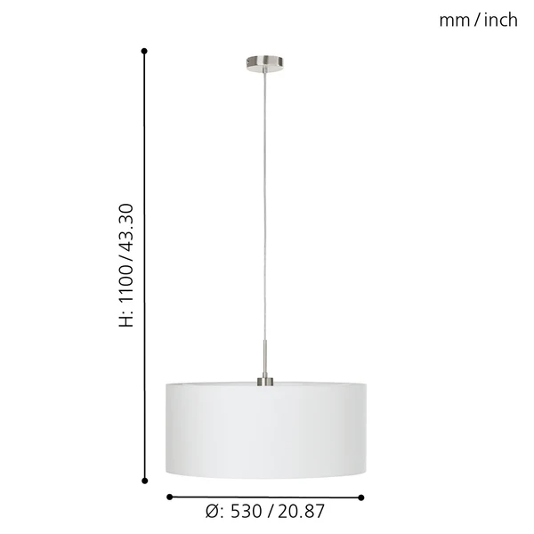 Pendelleuchte Pasteri III - Mischgewebe / Stahl - 1-flammig - Weiß - Breite: 53 cm - Image 8