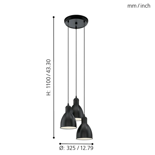 Pendelleuchte Priddy II - Stahl - Schwarz - Flammenanzahl: 3 - Image 4