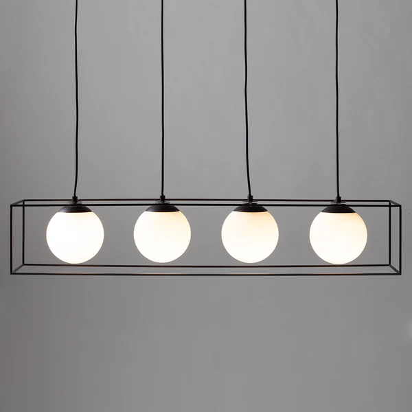 Pendelleuchte Q-Ball II - Milchglas / Eisen -4-flammig - Image 9