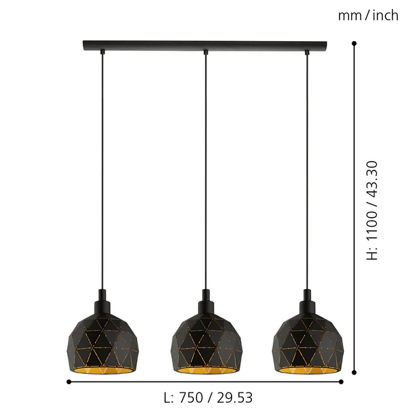 Pendelleuchte Roccaforte III - Stahl - 3-flammig - Schwarz - Image 4