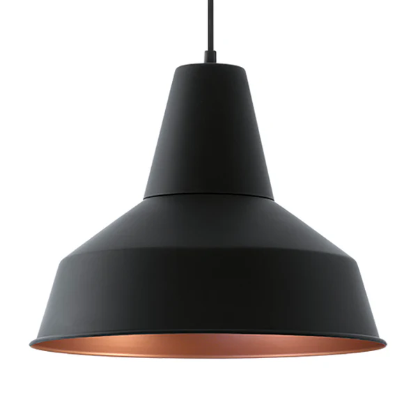 Pendelleuchte Somerton I - Stahl - 1-flammig - Schwarz / Kupfer - Durchmesser: 35 cm