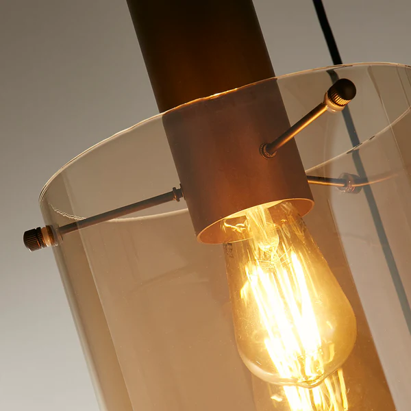 Pendelleuchte Sweden 3-flammig - Stahl / Glas - Bernstein - Image 4