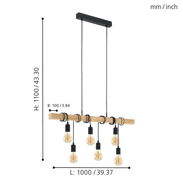 Pendelleuchte Townshend - Eiche massiv - 6-flammig - Image 8