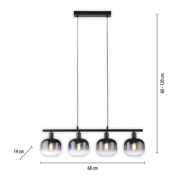 Pendelleuchte Zea Typ B - Rauchglas / Eisen - 4-flammig - Image 9