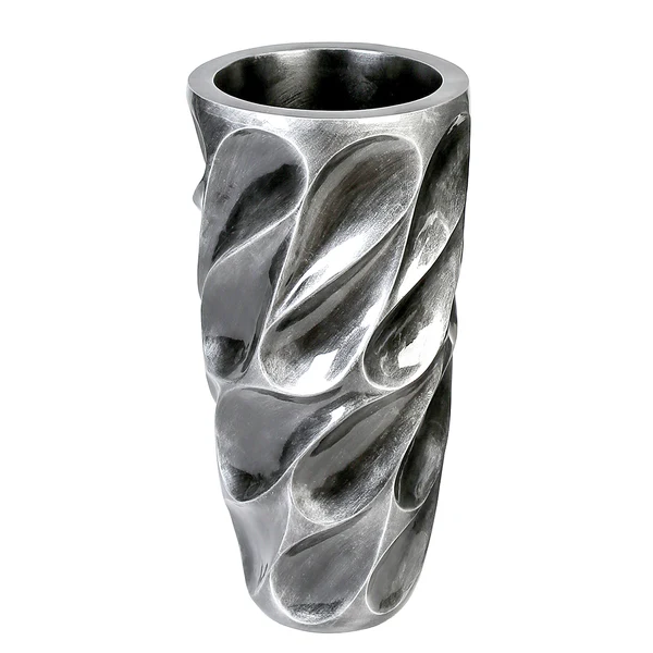 Pflanzgefäß Drop - Kunstharz - Silber - Durchmesser: 38 cm