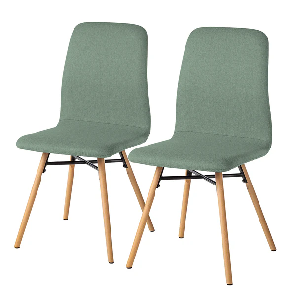 Polsterstuhl Daleras - Webstoff / Buche massiv - Webstoff Cors: Mintgrau - 2er Set