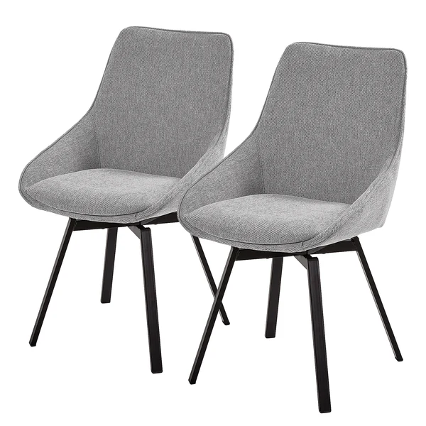 Polsterstuhl Hadley (2er-Set) - Webstoff / Stahl - Schwarz - Grau