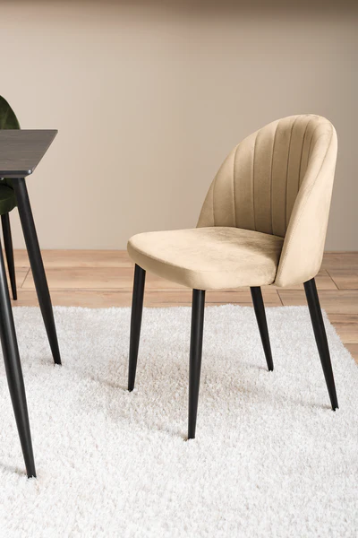Polsterstuhl Jacklin IV (2er-Set) - Samt / Eisen - Beige - Image 3