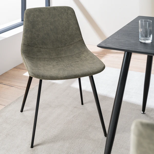 Polsterstuhl Teini (2er-Set) - Microfaser / Stahl - Microfaser Colby: Vintage Grün - Image 3