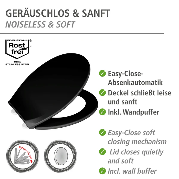Premium WC-Sitz Kos - Edelstahl / Polypropylen - Schwarz - Schwarz - Image 2