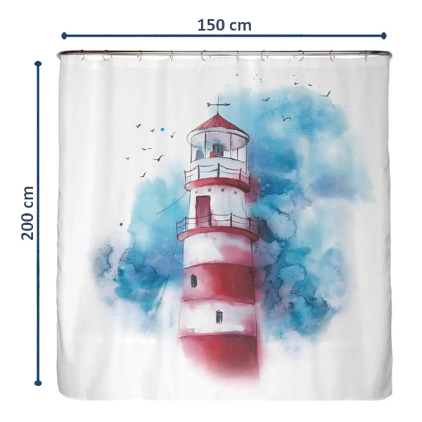 Recycling-Duschvorhang Leuchtturm - Polyester - Mehrfarbig - 150 x 200 cm - Image 2