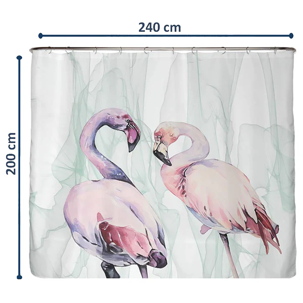Recycling-Duschvorhang Loving Flamingos - Polyester - Mehrfarbig - Image 2