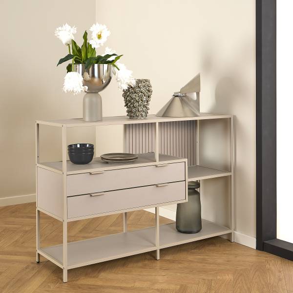 Regal Coogee mit Schubladen - 114 cm - Sandgrau - Image 3