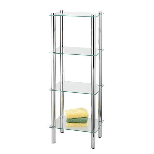 Regal Yago - Glas / Metall - Chrom - Höhe: 104 cm