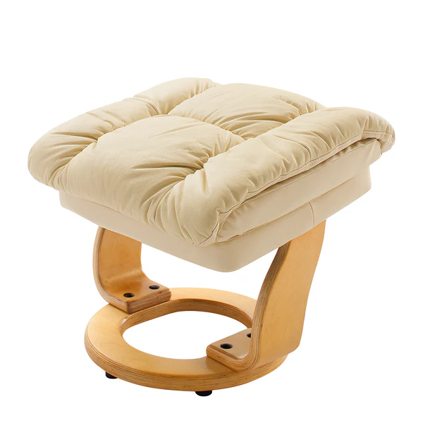 Relaxsessel Grunewald (mit Hocker) - Echtleder / Kunstleder - Creme - Hellbraun - Image 6