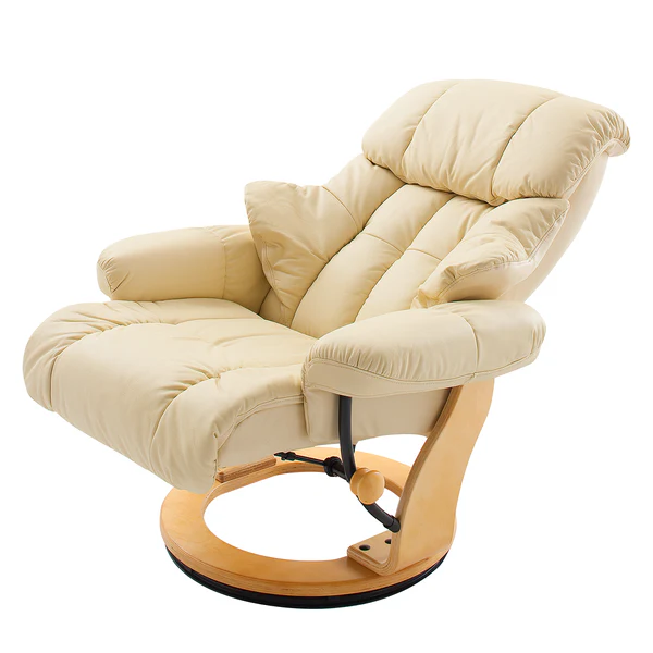 Relaxsessel Grunewald (mit Hocker) - Echtleder / Kunstleder - Creme - Hellbraun - Image 7