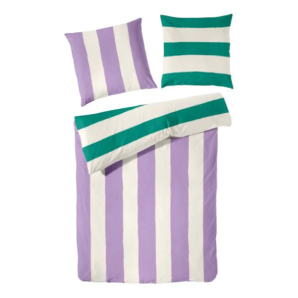 Renforcé-Bettwäsche Color Block - Renforcé - Flieder - 155 x 220 cm + Kissen 80 x 80 cm
